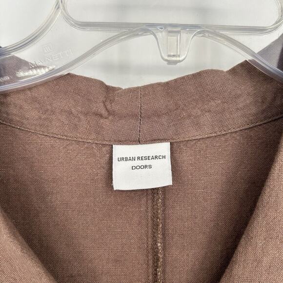 Urban Research Doors Linen Blend Midi Dress Brown Belted Dolman Sleeves Size 1 S - Picture 9 of 10